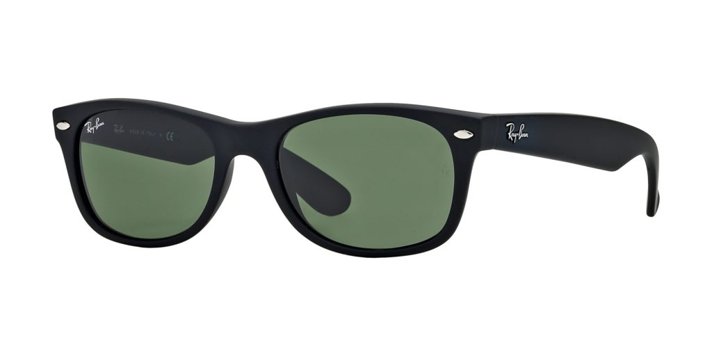 Ray-Ban RB2132 Black Rubber / Crystal Green NEW WAYFARER